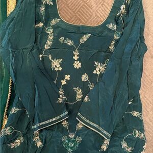 Elegant Green Embroidered Punjabi Dhoti Salwar Suit-3 piece set